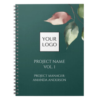 Cuaderno Gerente de proyecto de logotipo verde cazador 
