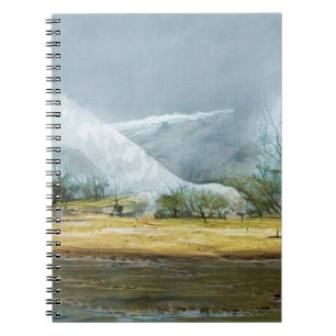 Cuaderno Geysers en el valle de Kamchatka. Pintura de aceit