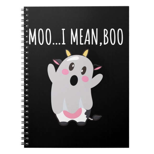 Cuaderno Ghost Cow Moo Me Refiero Al Regalo Boo Halloween (Frente)