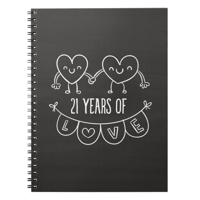 Cuaderno Gift Chalk Hearts, 21 Aniversario (Frente)