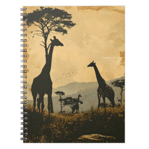 Cuaderno Gigantes elegantes: postal de jirafas de época