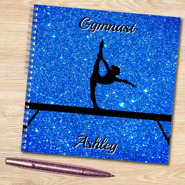 Cuaderno Gimnasia Beam Royal Blue Sparkle (Gymnastics Beam Royal Blue Sparkle Notebook)