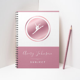 Cuaderno Gimnasia Chica Gymnast Silhouette Elegant Name