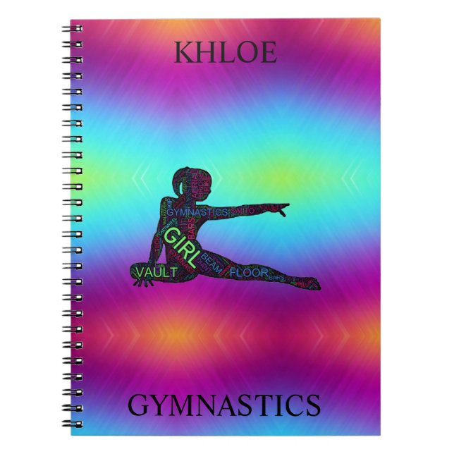 Cuaderno Gimnasia Colorido Word Art (Frente)