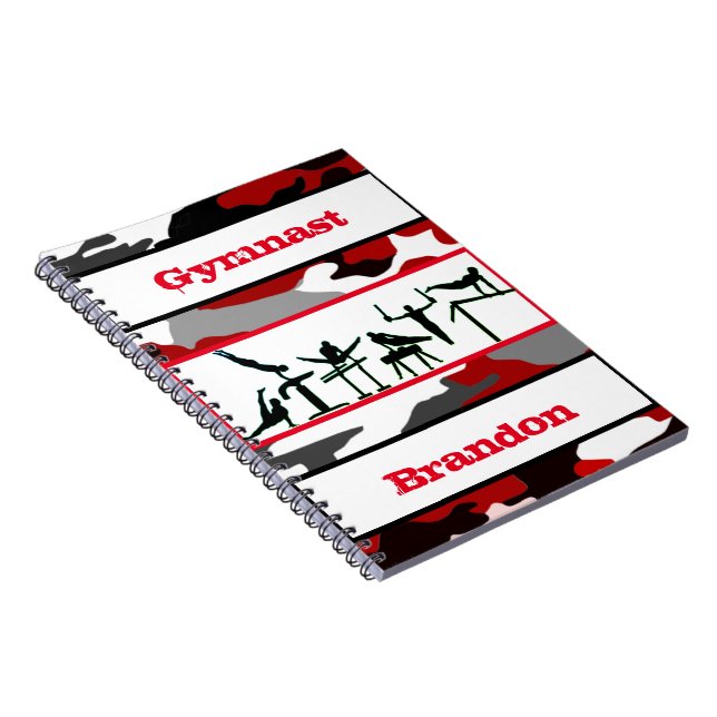 Cuaderno Gimnasia Niños Camo Gimnasta Rojo, Negro, Blanco (Lado Derecho)