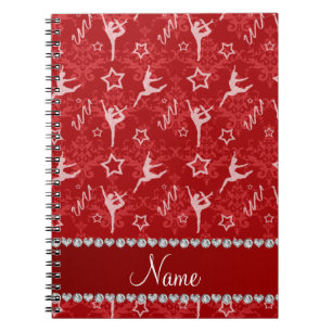 Cuaderno Gimnasia personalizada de damasco rojo