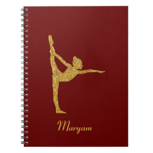 Cuaderno Gimnasia Purpurina de oro Gimnast Maroon Notebook