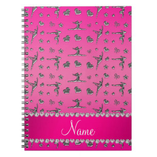Cuaderno Gimnasia rosada de plata conocida personalizada
