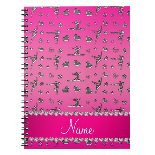 Cuaderno Gimnasia rosada de plata conocida personalizada (Frente)