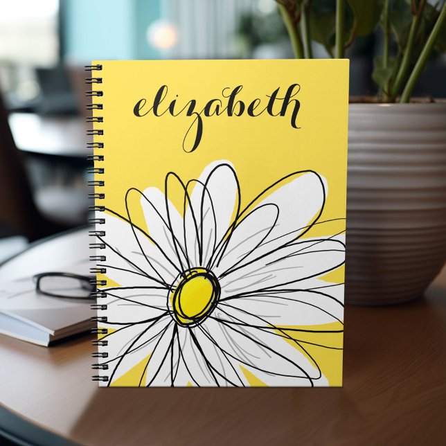 Cuaderno Gimnasio amarillo y blanco con texto Personalizado (Personalized notebook - add your name or other text)