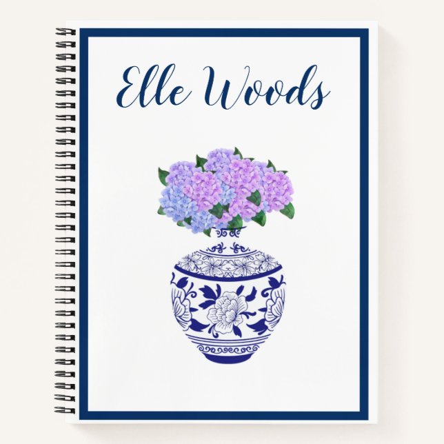 Cuaderno Ginger Jar & Hydrangea de Chinoiserie personalizad (Anverso)