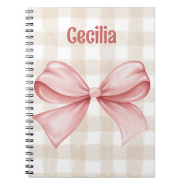 Cuaderno Gingham beige y rosa con arco acuarela