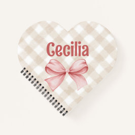 Cuaderno Gingham beige y rosa con arco acuarela