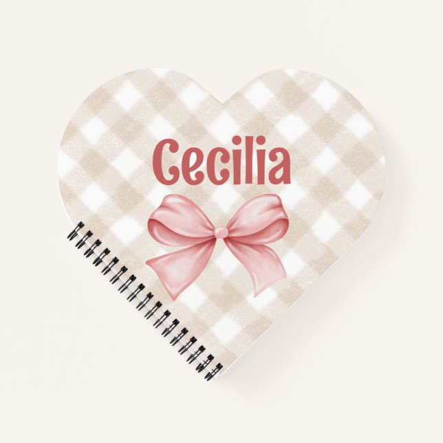 Cuaderno Gingham beige y rosa con arco acuarela (Anverso)