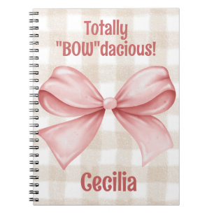 Cuaderno gingham "Bowdacious" con arco acuático clásico