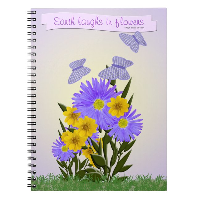 Cuaderno Gingham Butterflies and Wildflowers Personalizadas (Frente)