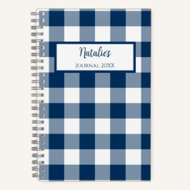 Cuaderno Gingham Check Navy Personalized Journal Notebook