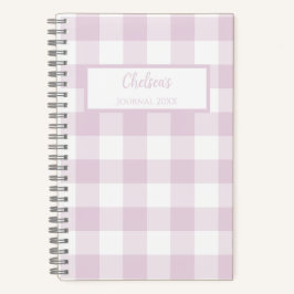 Cuaderno Gingham Check Pink Personalized Journal Notebook