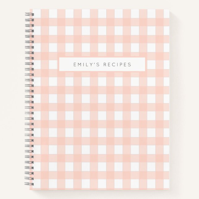 Cuaderno Gingham Recetas Femeninas De Cheque Rosado De Rubo (Anverso)