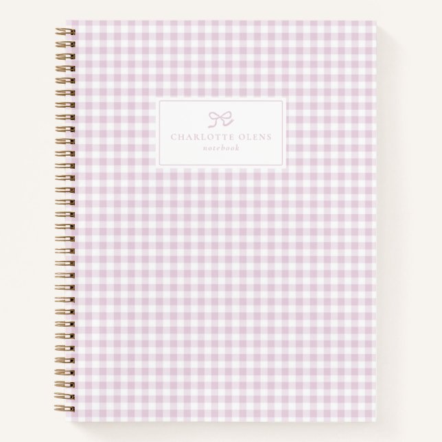 Cuaderno Gingham rosa, estética de Preppy y Pastel (Anverso)