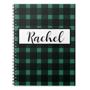 Cuaderno Gingham Verde Negro Rústico