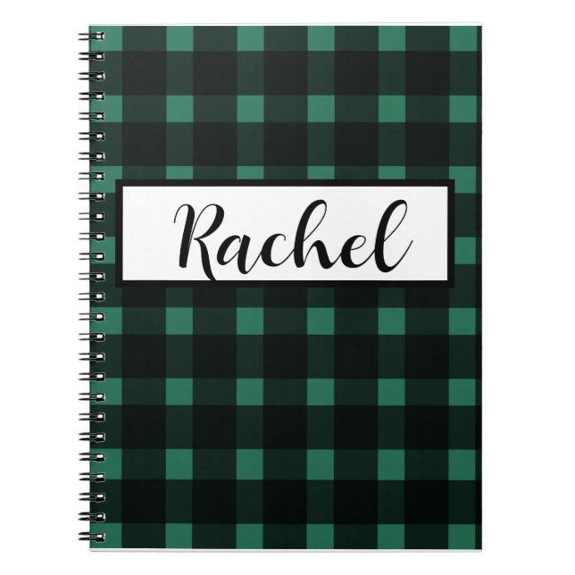 Cuaderno Gingham Verde Negro Rústico (Frente)