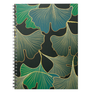 Cuaderno Ginkgo de oro de lujo, arte vintage.