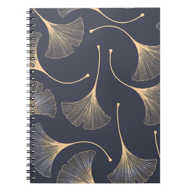 Cuaderno Ginkgo deja un patrón floral sin mar (Frente)