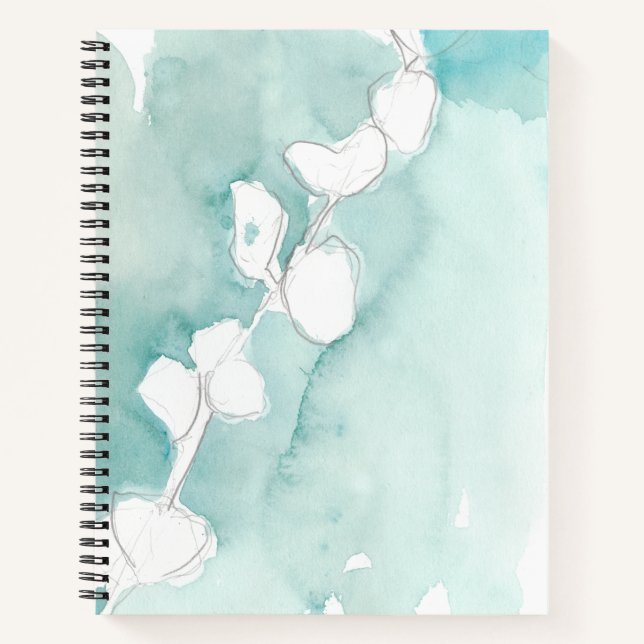 Cuaderno Ginkgo en Dusty Verde azulado - Blanco (Anverso)
