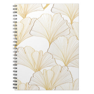 Cuaderno Ginkgo Gold: Lujoso acuerdo de hojas