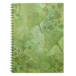 Cuaderno Ginkgo y hojas de bambú - Colores verdes
