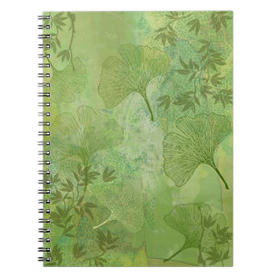 Cuaderno Ginkgo y hojas de bambú - Colores verdes