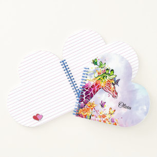 Cuaderno Girafa acuarela y mariposas