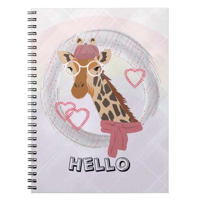 Cuaderno Girafa con gafas y boina roja (Frente)