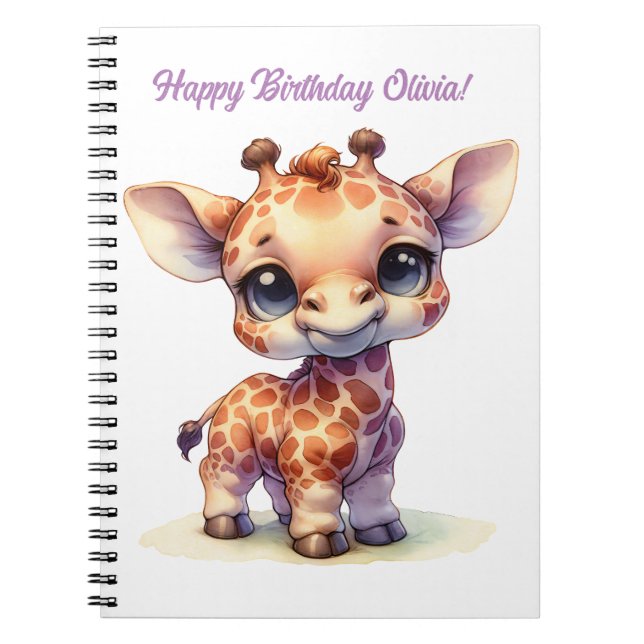 Cuaderno Girafa de bebé lindo color agua (Frente)
