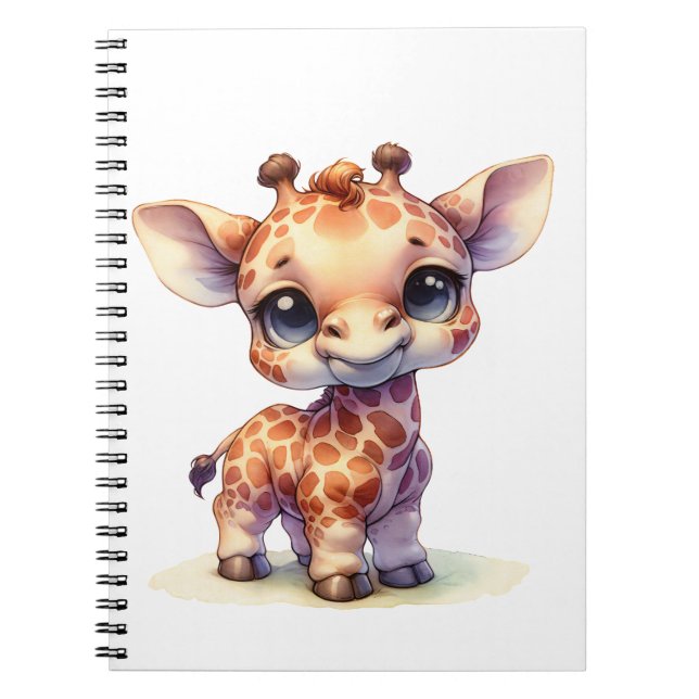 Cuaderno Girafa de bebé lindo color agua (Frente)