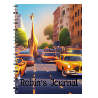Cuaderno Girafa de ensueño en la ciudad con coches Portátil