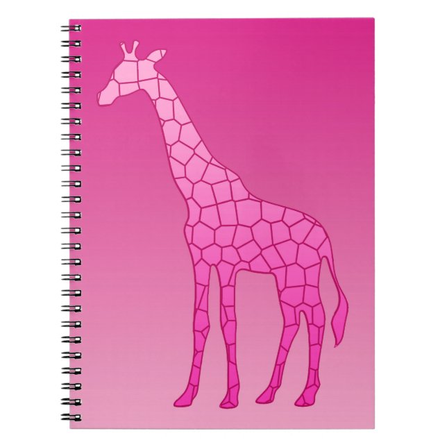 Cuaderno Girafa geométrica moderna, fucsia y rosa claro (Frente)