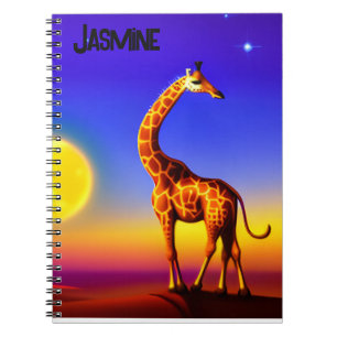 Cuaderno Girafa Paisaje/luna/estrellas editable
