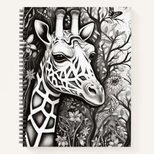 Cuaderno Girafa Tranquila Naturaleza Prairie Esbozo Dibujo