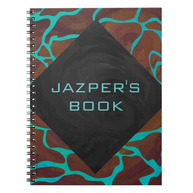 Cuaderno Giraffe Brown y la impresión Verde azulada (Frente)