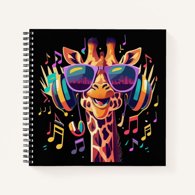 Cuaderno Giraffe de Fiesta colorido de Guay con audífonos (Anverso)