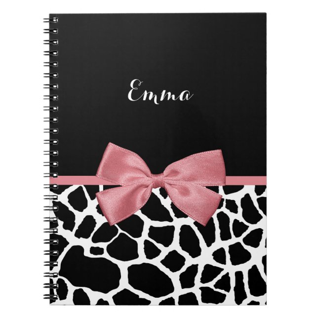 Cuaderno Giraffe de moda Imprimir rosado rosado con nombre (Frente)