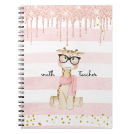 Cuaderno Giraffe dulce con profesor de matemáticas de lente