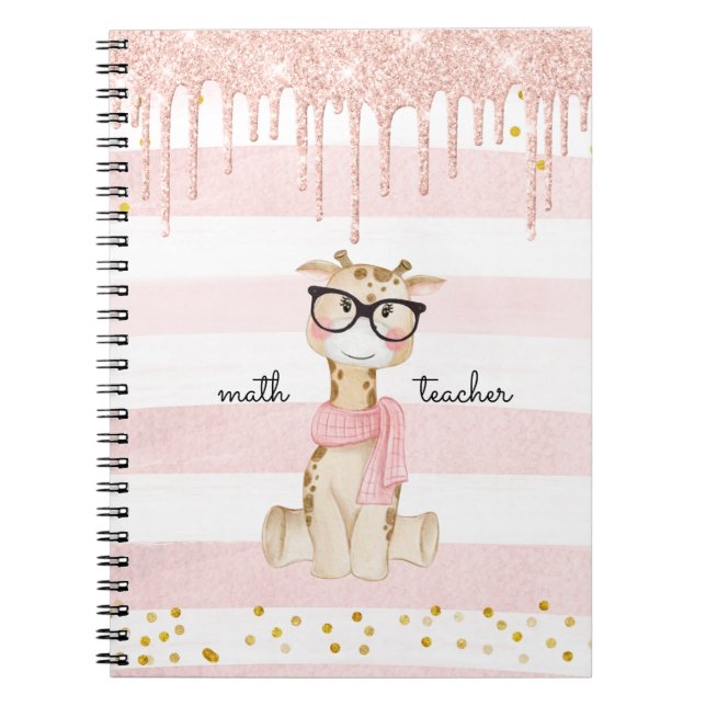 Cuaderno Giraffe dulce con profesor de matemáticas de lente (Frente)