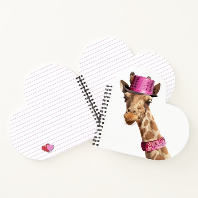 Cuaderno Giraffe en gorra rosa brillante (Interior)