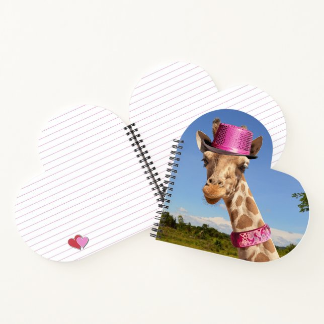 Cuaderno Giraffe en gorra rosa brillante (Interior)