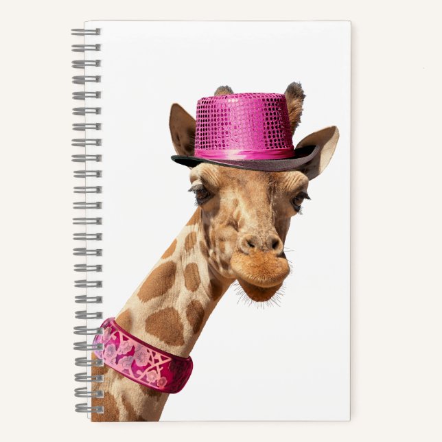 Cuaderno Giraffe en gorra rosa brillante (Anverso)