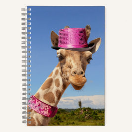 Cuaderno Giraffe en gorra rosa brillante