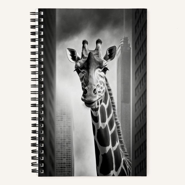 Cuaderno Giraffe en un paisaje urbano (Anverso)